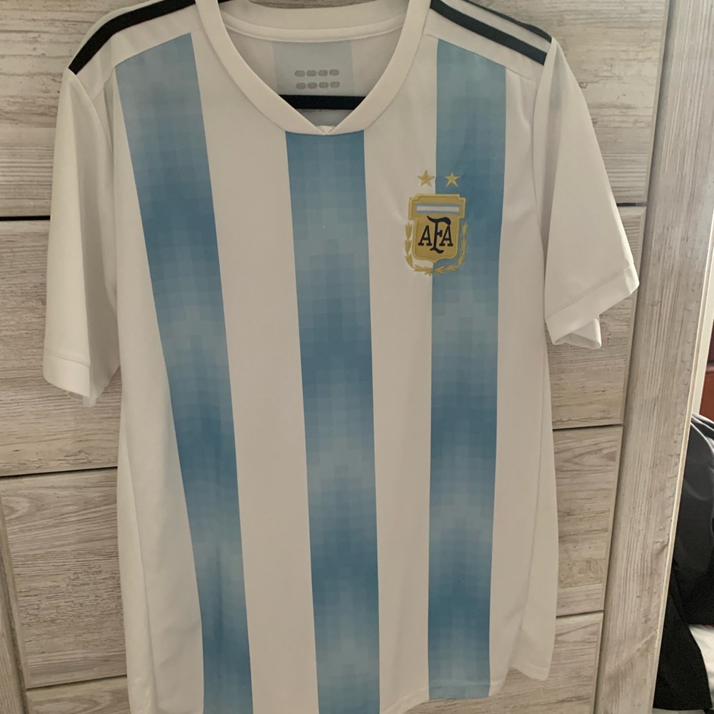 Argentina Soccer Jersey with Blue and White Stripes